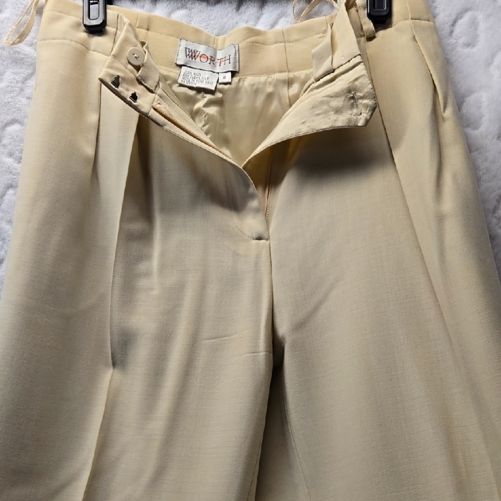 Worth Beige Lined Pleated Trousers